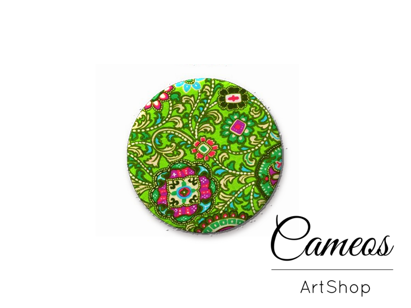 Round handmade glass dome cabochons 8mm up to 25mm, Mandala- L491 - Cameos Art Shop