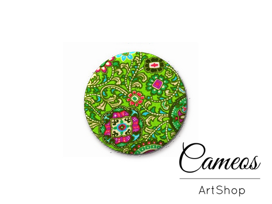 Round handmade glass dome cabochons 8mm up to 25mm, Mandala- L491 - Cameos Art Shop