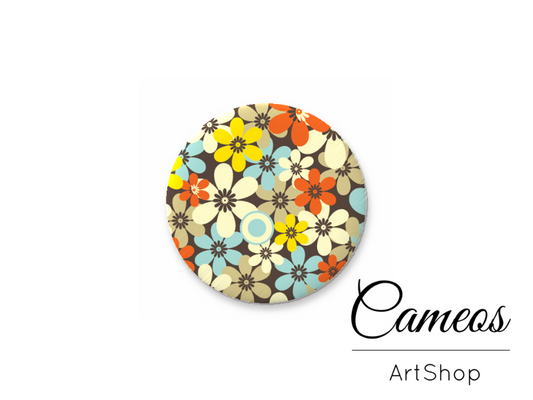 Round handmade glass cabochons 8mm up to 25mm, Flowers Motive- L5 - Cameos Art Shop