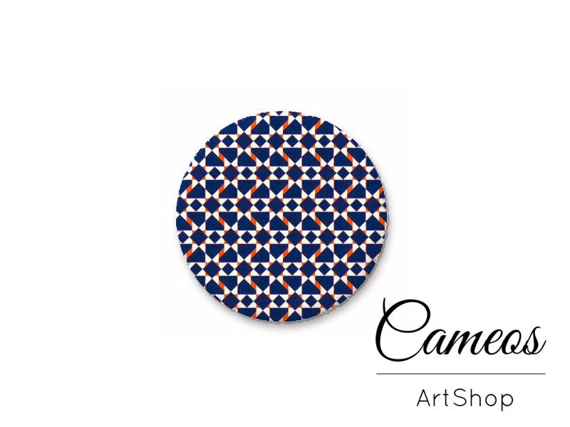 Round handmade glass dome cabochons 8mm up to 25mm, Blue Retro- L506 - Cameos Art Shop