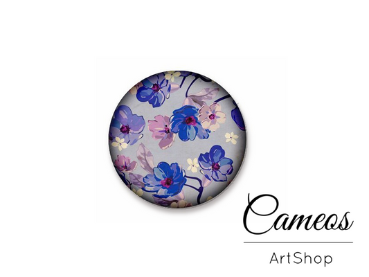 Round handmade glass dome cabochons 8mm up to 25mm, Flowers- L521 - Cameos Art Shop