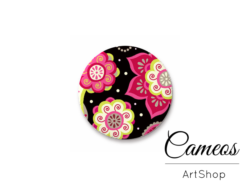 Round handmade glass dome cabochons 8mm up to 25mm, Retro- L529 - Cameos Art Shop
