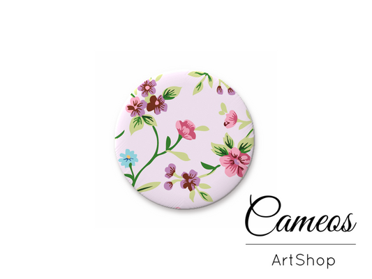 Round handmade glass dome cabochons 8mm up to 25mm, Floral- L545 - Cameos Art Shop