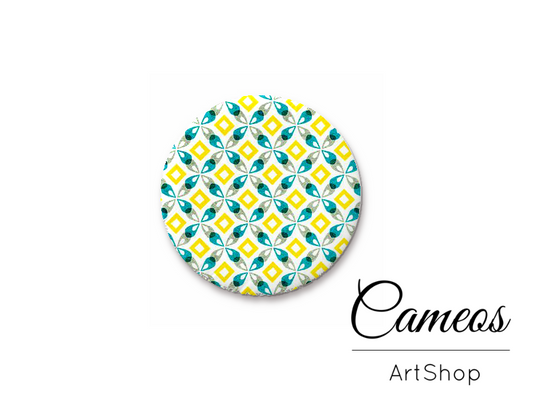 Round handmade glass cabochons 8mm up to 25mm, Retro Motive- L58 - Cameos Art Shop