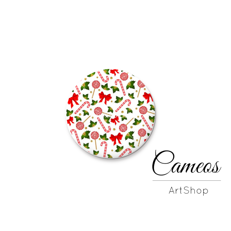 Round handmade glass cabochons 8mm up to 25mm, Christmas Motive - L604 - Cameos Art Shop