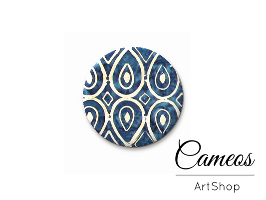 Round handmade glass cabochons 8mm up to 25mm, Retro Motive- L63 - Cameos Art Shop