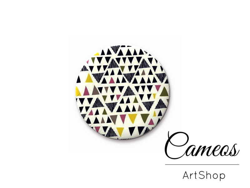 Round handmade glass cabochons 8mm up to 25mm, Retro Motive- L64 - Cameos Art Shop