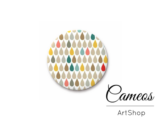 Round handmade glass cabochons 8mm up to 25mm, Retro Motive- L66 - Cameos Art Shop