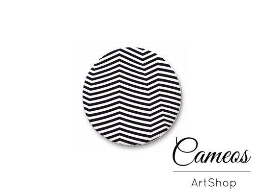 Round handmade glass cabochons 8mm up to 25mm, Chevron Motive- L7 - Cameos Art Shop