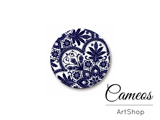 Round handmade glass cabochons 8mm up to 25mm, Retro Motive- L72 - Cameos Art Shop