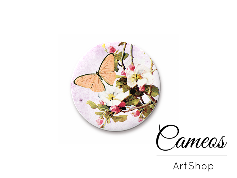 Round handmade glass cabochons 8mm up to 25mm, Butterfly- L79 - Cameos Art Shop