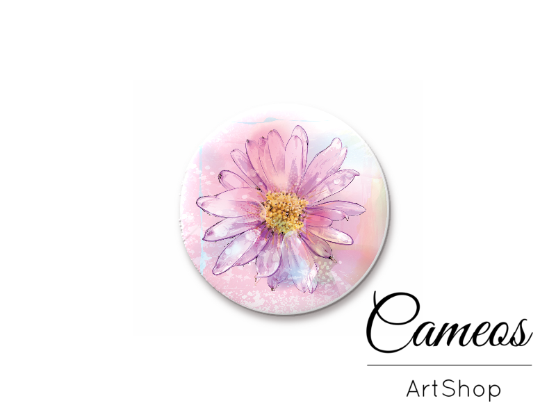 Round handmade glass cabochons 8mm up to 25mm, Beautiful Flowers - L84 - Cameos Art Shop