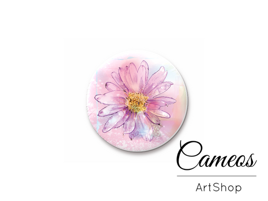 Round handmade glass cabochons 8mm up to 25mm, Beautiful Flowers - L84 - Cameos Art Shop