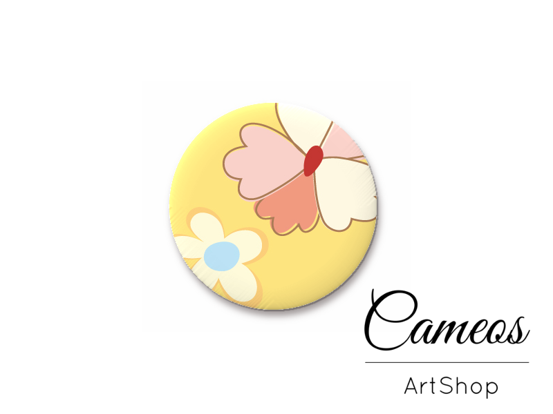Round handmade glass cabochons 8mm up to 25mm, Flowers - L95 - Cameos Art Shop