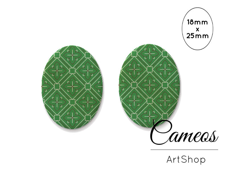 Oval Glass Cabochon 18x25mm Retro 2 pieces - O190 - Cameos Art Shop