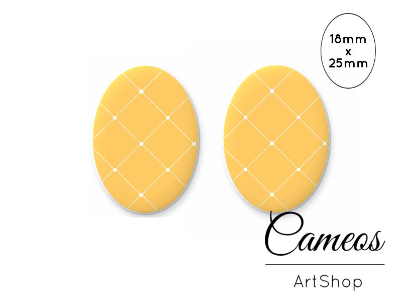Oval Glass Cabochon 18x25mm Yellow Color 2 pieces - O228 - Cameos Art Shop