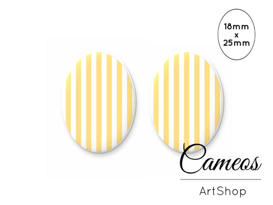 Oval Glass Cabochon 18x25mm Stripes 2 pieces - O231 - Cameos Art Shop
