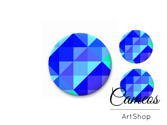 Glass cabochon set 1x25mm and 2x12mm or 1x20mm and 2x10mm, Triangles- S1294 - Cameos Art Shop