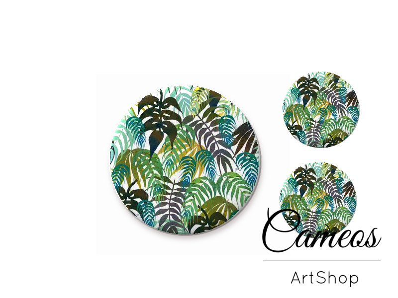 Glass cabochon set 1x25mm and 2x12mm or 1x20mm and 2x10mm, Tropical Flowers- S1309 - Cameos Art Shop
