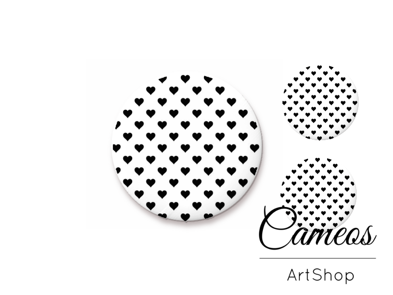 Glass cabochon set 1x25mm and 2x12mm or 1x20mm and 2x10mm, Hearts- S1378 - Cameos Art Shop