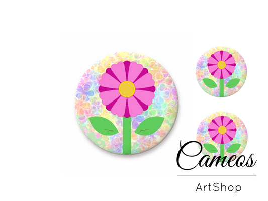Glass cabochon set 1x25mm and 2x12mm or 1x20mm and 2x10mm, Floral- S1411 - Cameos Art Shop