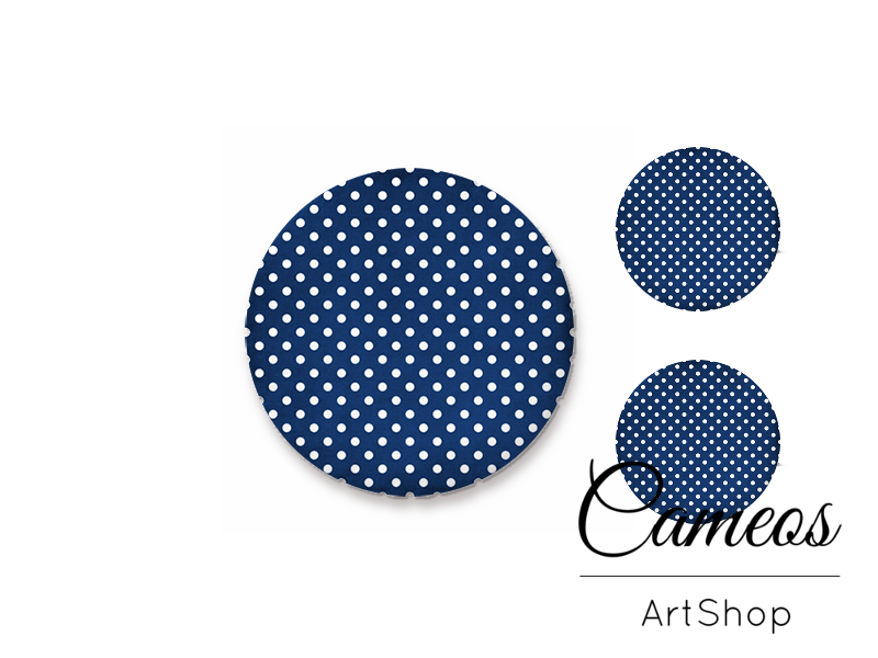 Glass cabochon set 1x25mm and 2x12mm or 1x20mm and 2x10mm, Blue Dots - S1452 - Cameos Art Shop