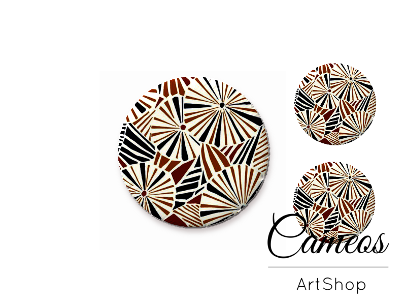 Glass cabochon set 1x25mm and 2x12mm or 1x20mm and 2x10mm, Retro - S1474 - Cameos Art Shop