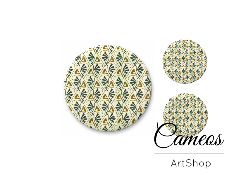 Glass cabochon set 1x25mm and 2x12mm or 1x20mm and 2x10mm, Retro - S1498 - Cameos Art Shop