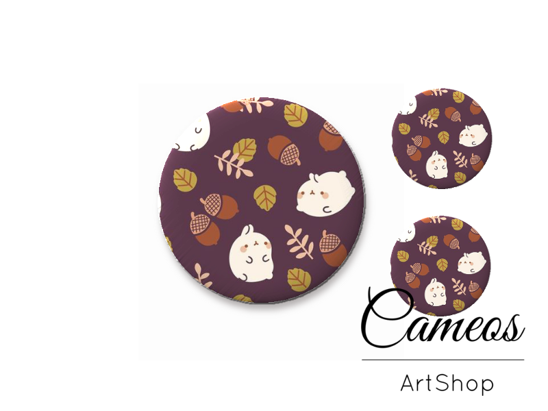 Glass cabochon set 1x25mm and 2x12mm or 1x20mm and 2x10mm, Brown Autumn- S1533 - Cameos Art Shop