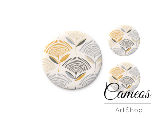 Glass dome cabochon set 1x25mm and 2x12mm or 1x20mm and 2x10mm, Flowers- S1566 - Cameos Art Shop