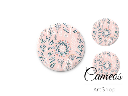 Glass dome cabochon set 1x25mm and 2x12mm or 1x20mm and 2x10mm, Flowers- S1569 - Cameos Art Shop