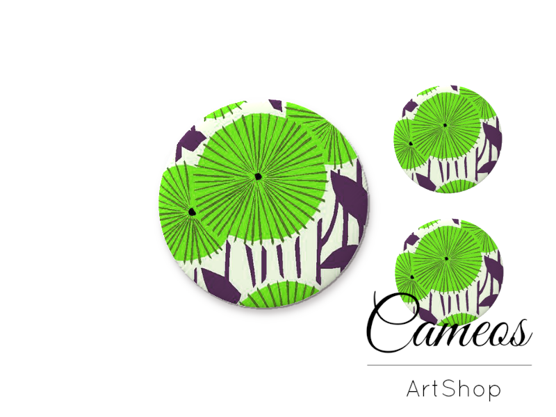 Glass dome cabochon set 1x25mm and 2x12mm or 1x20mm and 2x10mm,Flowers- S1573 - Cameos Art Shop