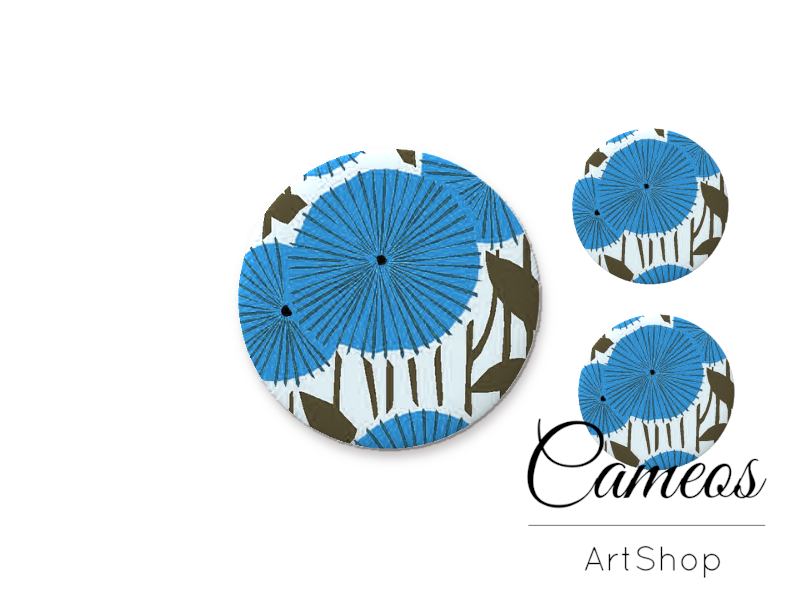 Glass dome cabochon set 1x25mm and 2x12mm or 1x20mm and 2x10mm,Flowers- S1574 - Cameos Art Shop