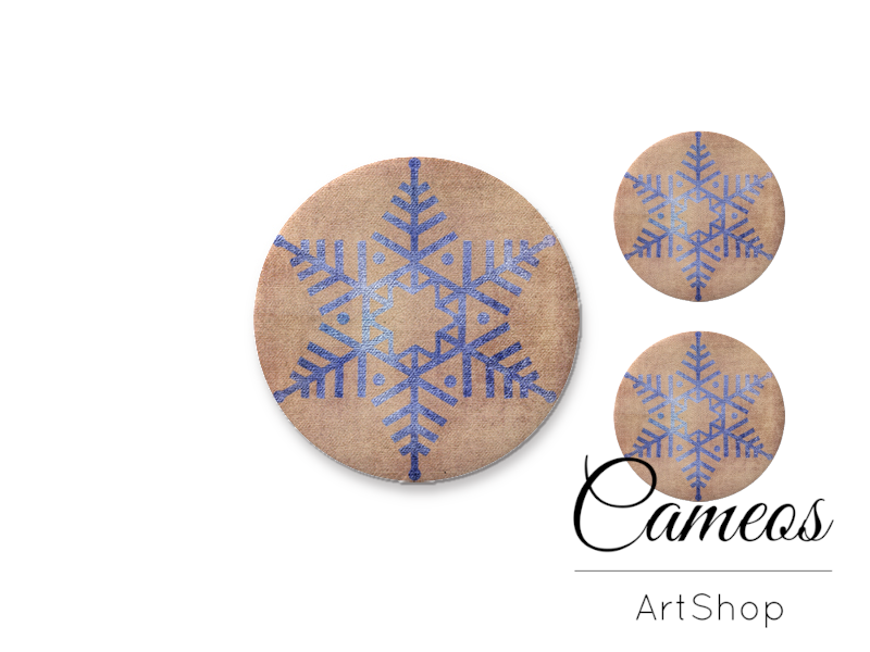 Glass dome cabochon set 1x25mm and 2x12mm or 1x20mm and 2x10mm, Christmas Motive- S1590 - Cameos Art Shop
