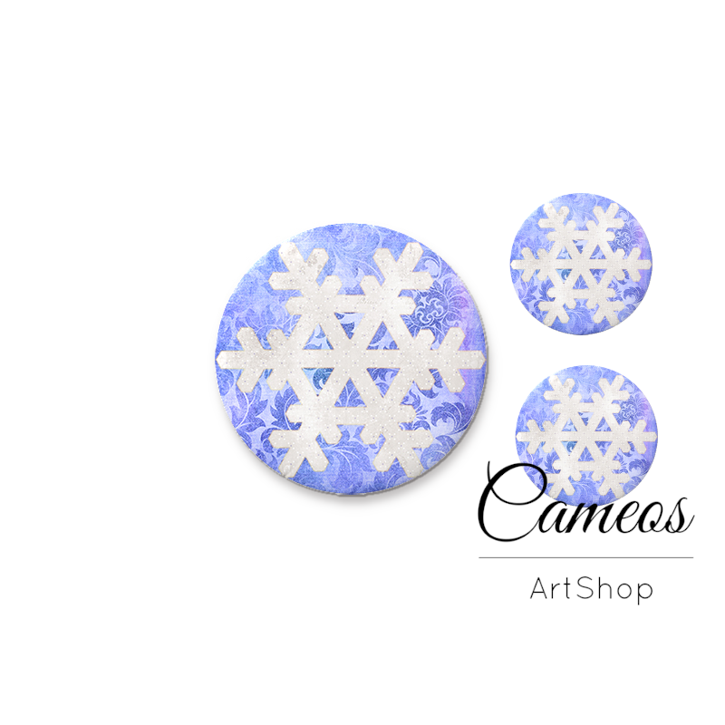 Glass dome cabochon set 1x25mm and 2x12mm or 1x20mm and 2x10mm, Christmas Motive- S1591 - Cameos Art Shop
