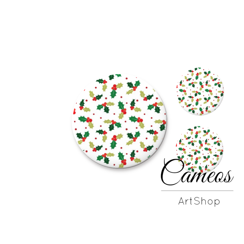 Glass dome cabochon set 1x25mm and 2x12mm or 1x20mm and 2x10mm, Christmas Motive- S1599 - Cameos Art Shop