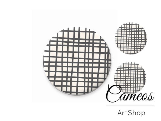 Glass dome cabochon set 1x25mm and 2x12mm or 1x20mm and 2x10mm, Stripes - S272 - Cameos Art Shop