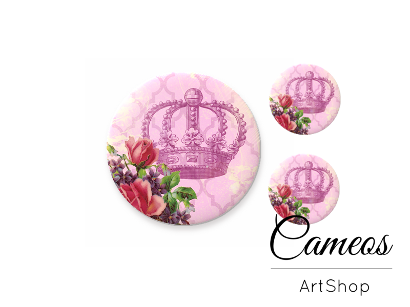 Glass dome cabochon set 1x25mm and 2x12mm or 1x20mm and 2x10mm, Vintage- S280 - Cameos Art Shop