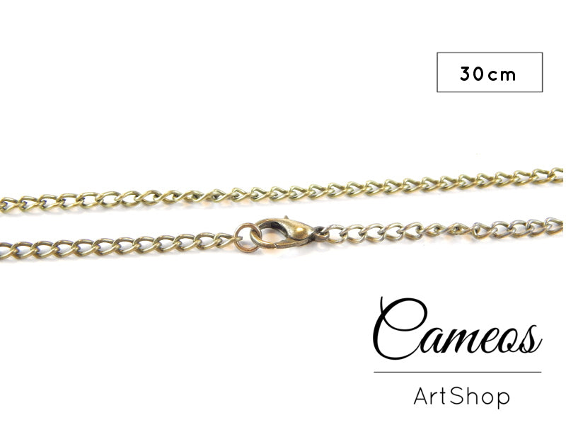 Link chain necklace, 30cm long, antique bronze, 4x3x0,7mm 1 piece - Cameos Art Shop