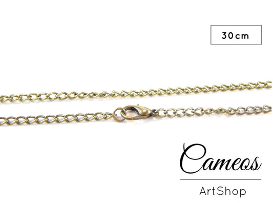 Link chain necklace, 30cm long, antique bronze, 4x3x0,7mm 10 pieces - Cameos Art Shop