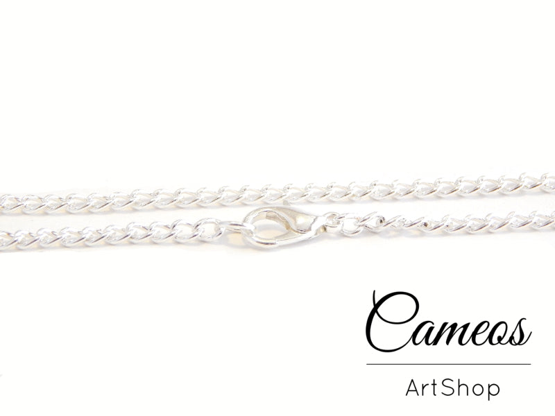 Link chain necklace, 30cm long, silver, 4x3x0,7mm 1 piece - Cameos Art Shop