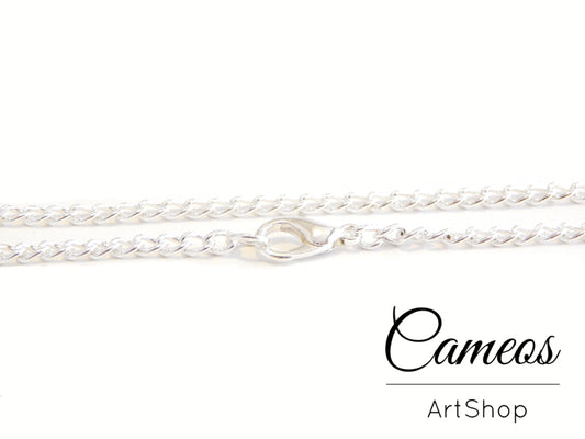 Link chain necklace, 80cm long, silver, 4x3x0,7mm 5 pieces - Cameos Art Shop