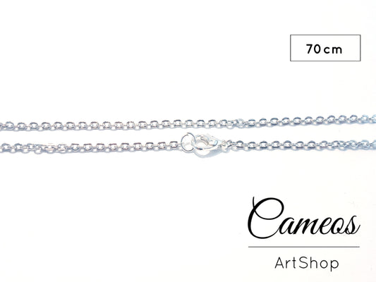 Link chain necklace, 70cm long, silver, 3x2x0,6mm 10 pieces - Cameos Art Shop