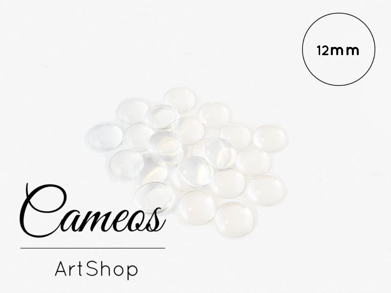 20 pcs 12mm Cabochon for DIY Jewelry Making Earrings Pendants Rings Clear Glass Tiles Domes Transparent